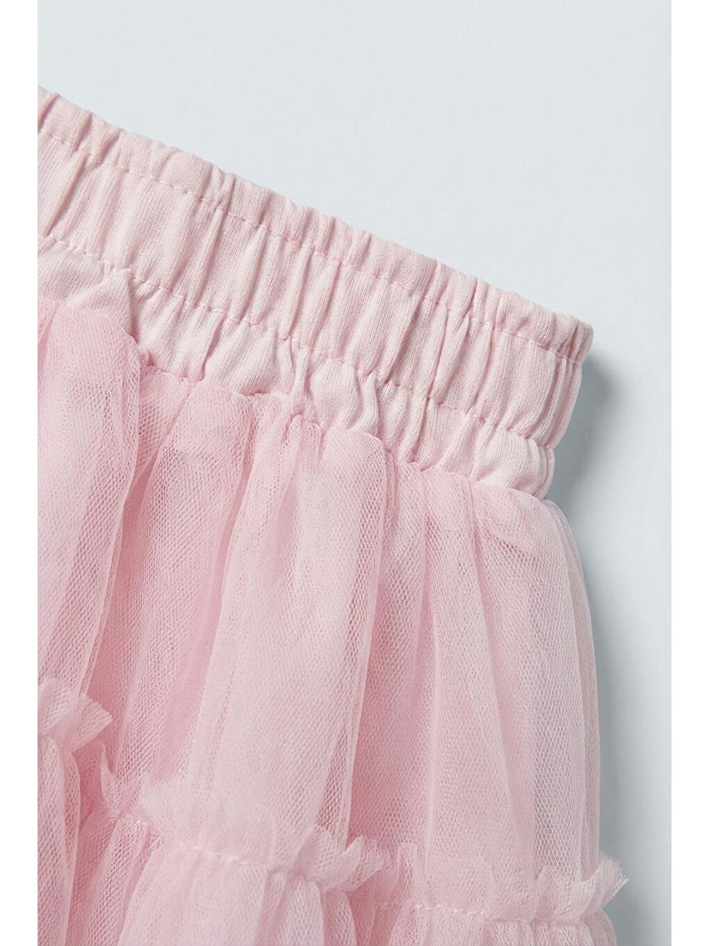 Pembe Kız Çocuk Pamuklu Simli Tül Kollu Bluz Ve Kat Kat Tül Etek Takım-3