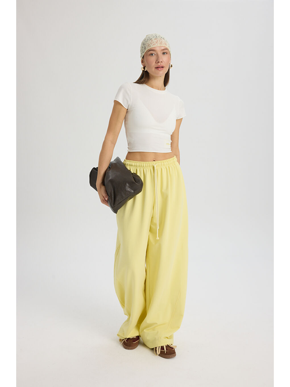 Scarlet Sarı Crop Eşofman Takım-5