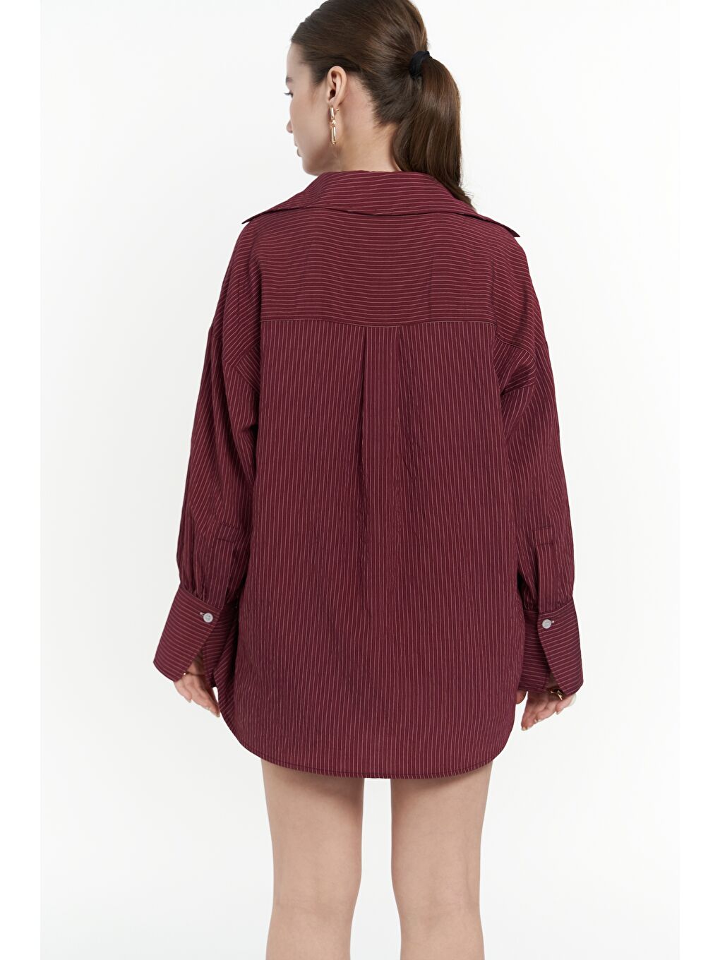 Leda Dantel Detay Şortlu Bordo Üçlü Takım-4