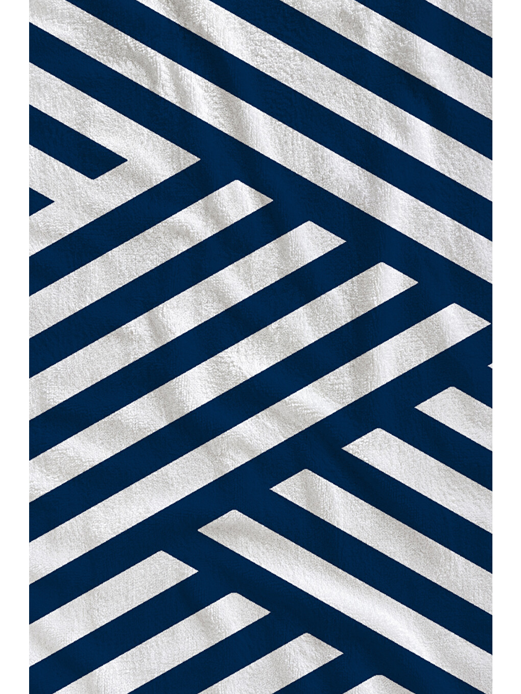 Lacivert Beyaz Diyagonal Geometrik Çizgili 70x150 Cm Dijital Baskılı Plaj Ve Banyo Havlusu-1