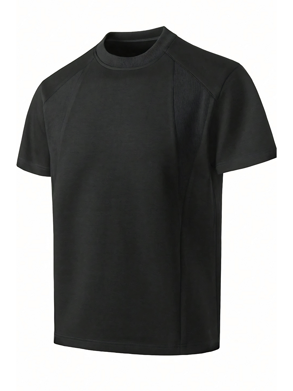 Siyah Erkek Tişört Basic Bisiklet Yaka Tişört Rahat Kesim Dökümlü Günlük Spor Tshirt-1