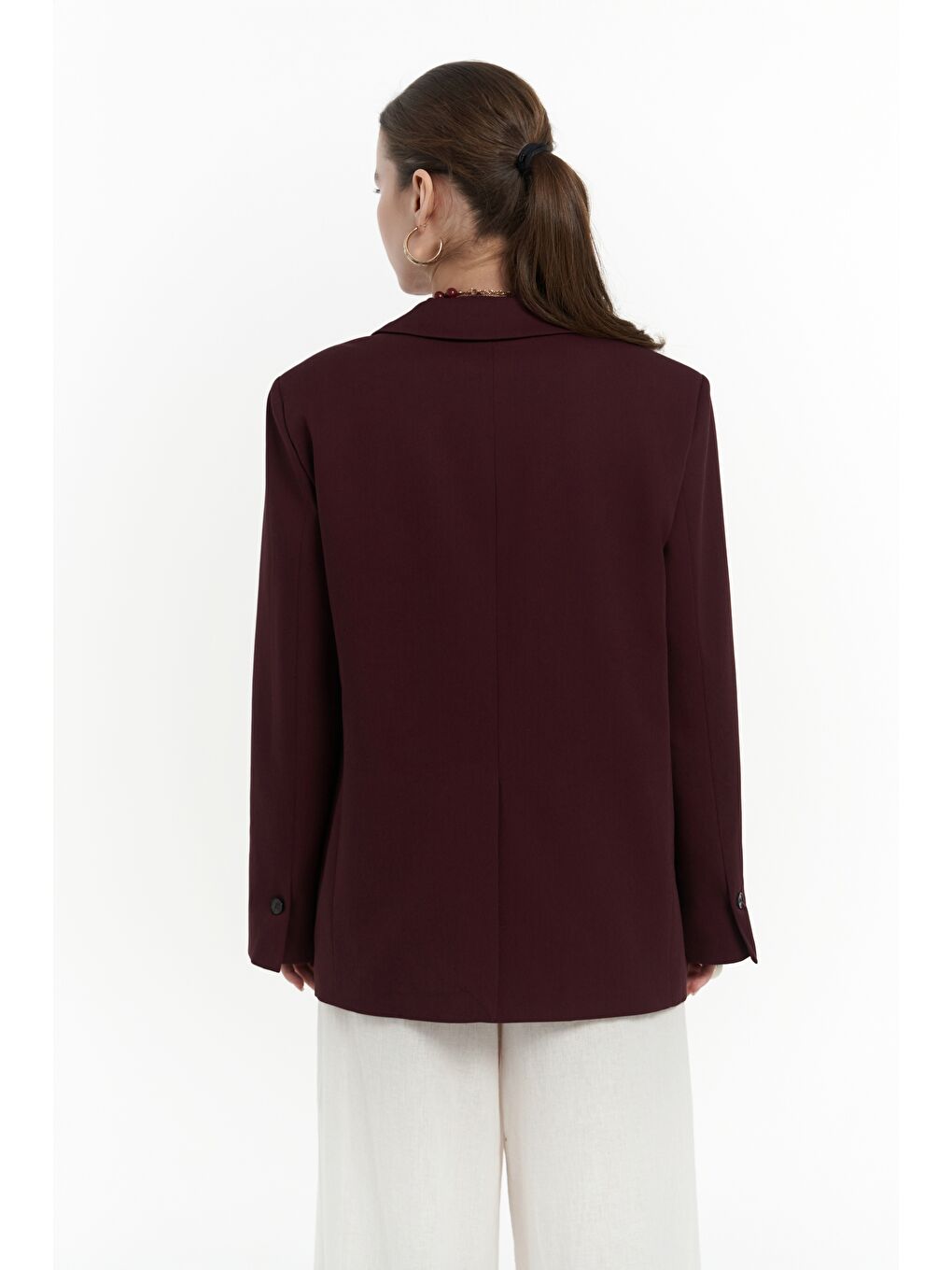 Volda Yaka Detay Bordo Blazer-4