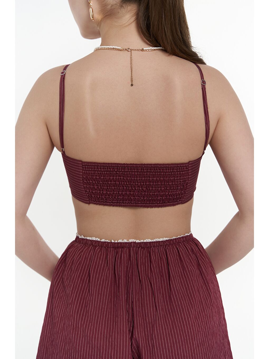 Leda Dantel Detay Şortlu Bordo Üçlü Takım-6