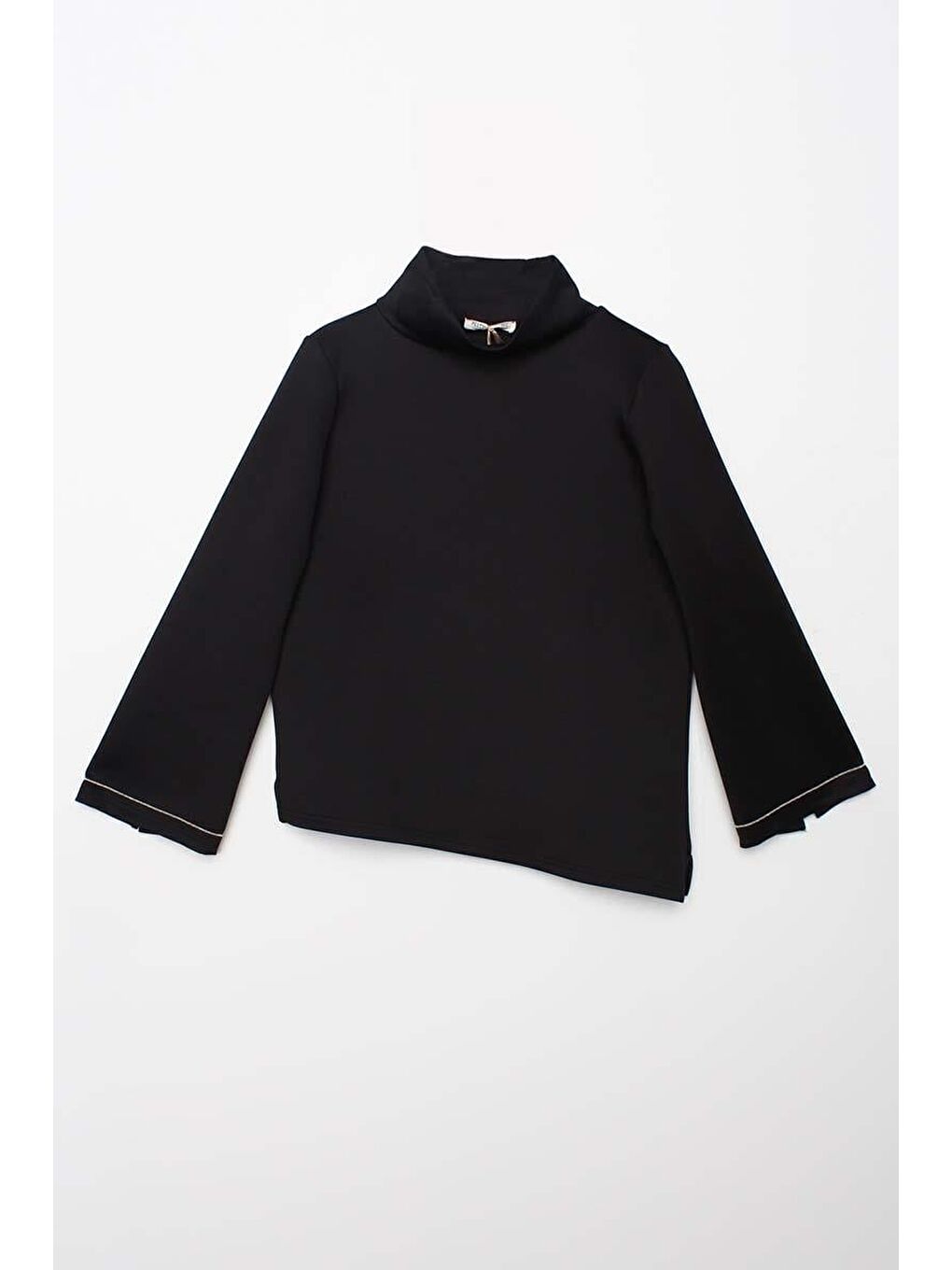 Siyah-Dik Yaka Kolu Yırtmaçlı Scuba Bluz-6