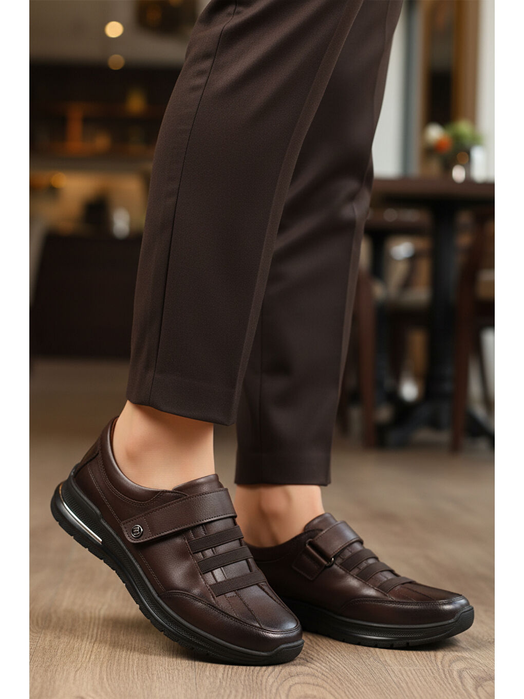 Kahverengi Kahve Cırtlı Hakiki Deri Kadın Casual Ayakkabı 058-Ç Z-2