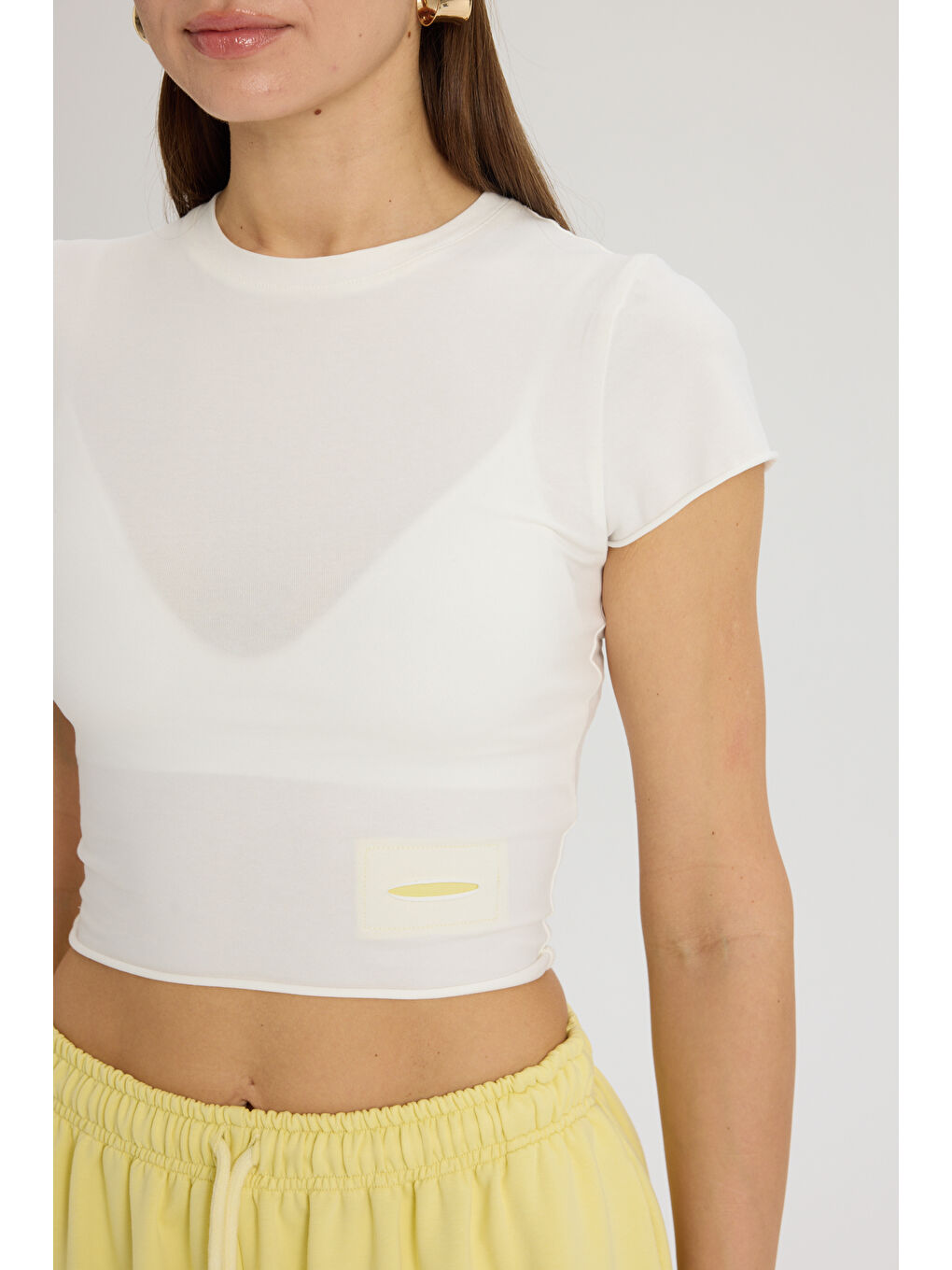 Scarlet Sarı Crop Eşofman Takım-6