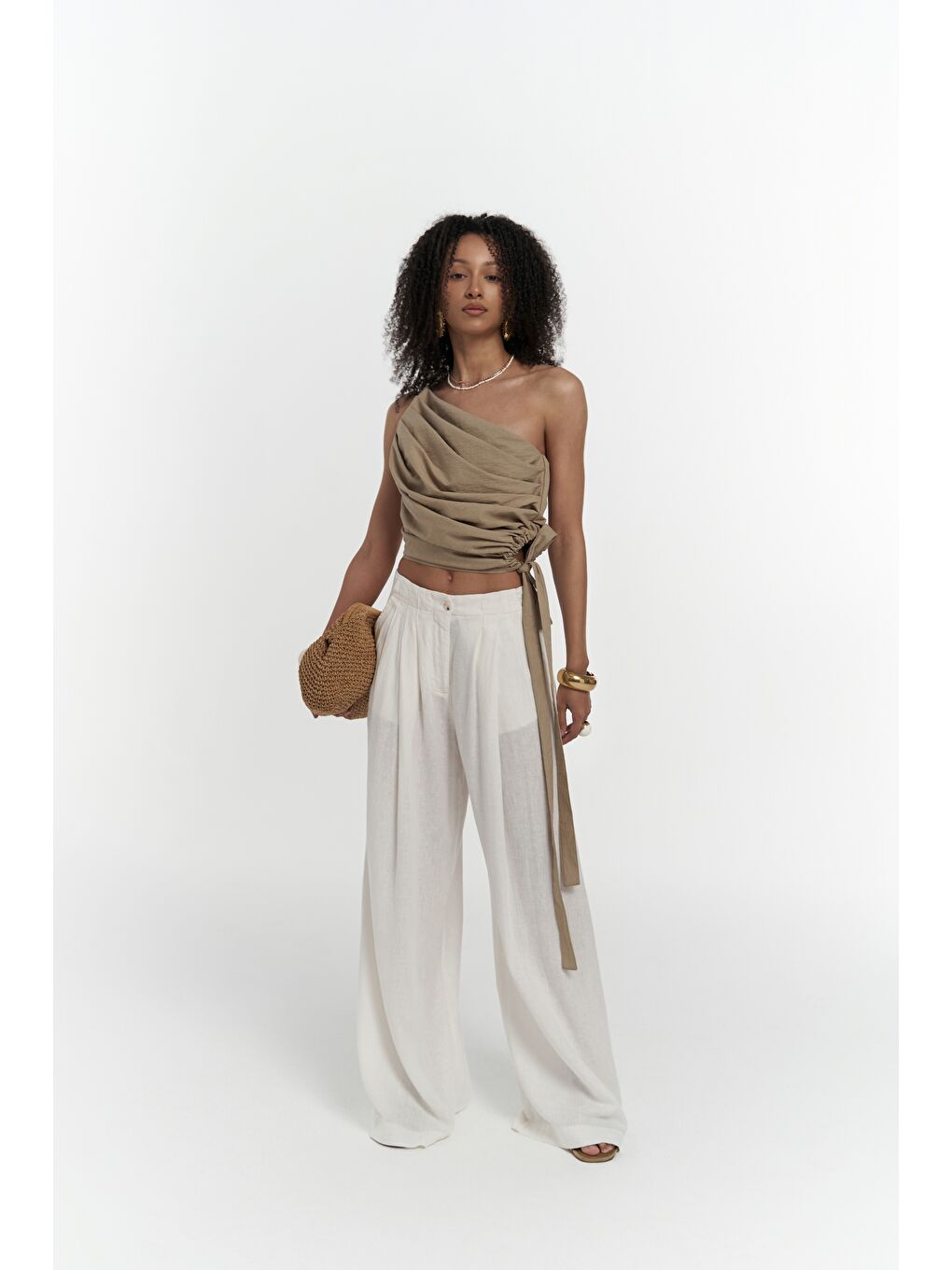 Bej Calista Bağlamalı Vizon Crop-2