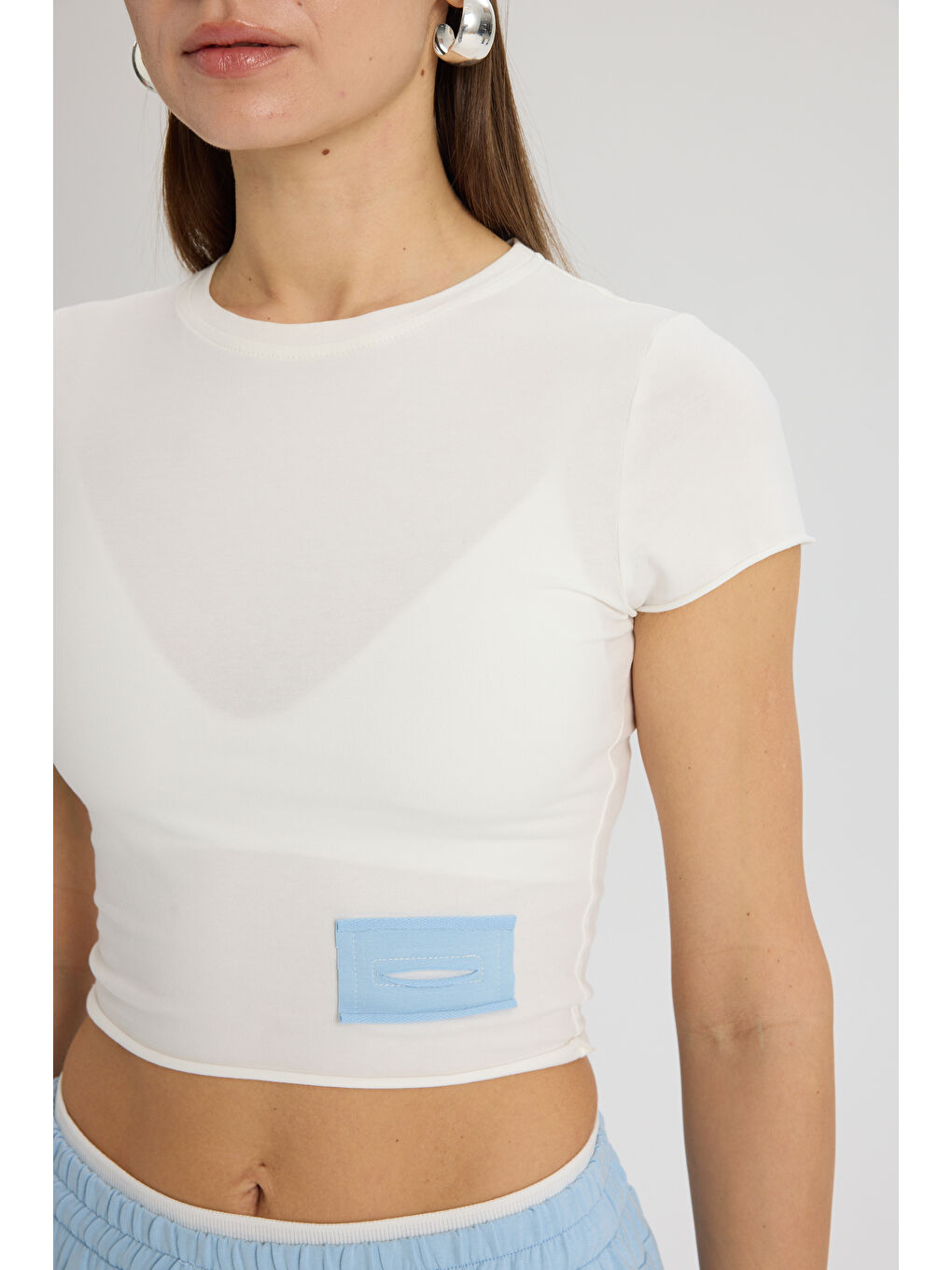 Albane Bel Detay Mavi Crop Eşofman Takım-6