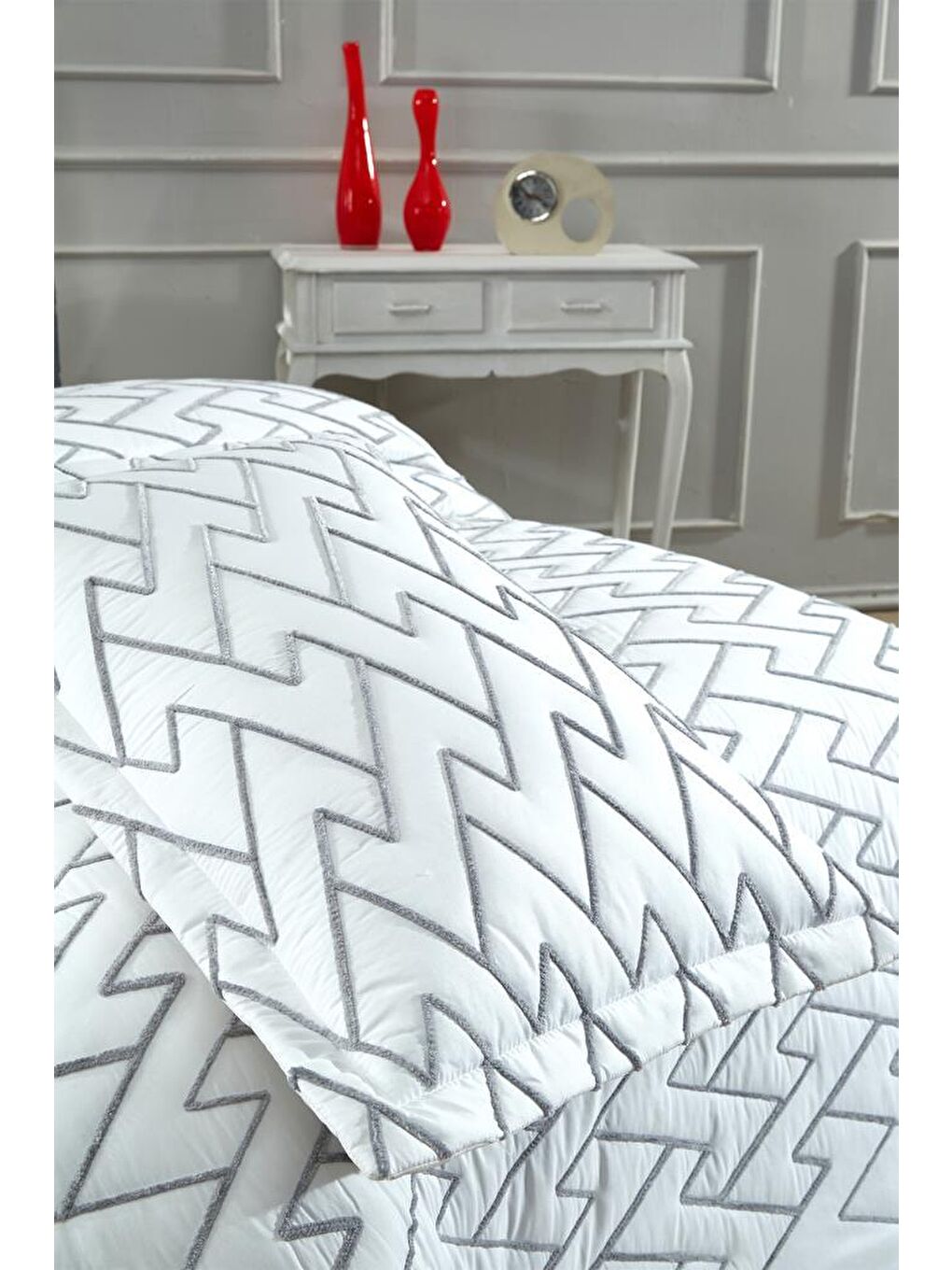 Karışık Maria Kapitoneli Tek Kişilik Yatak Örtüsü 180x240 Krem - Gri-3