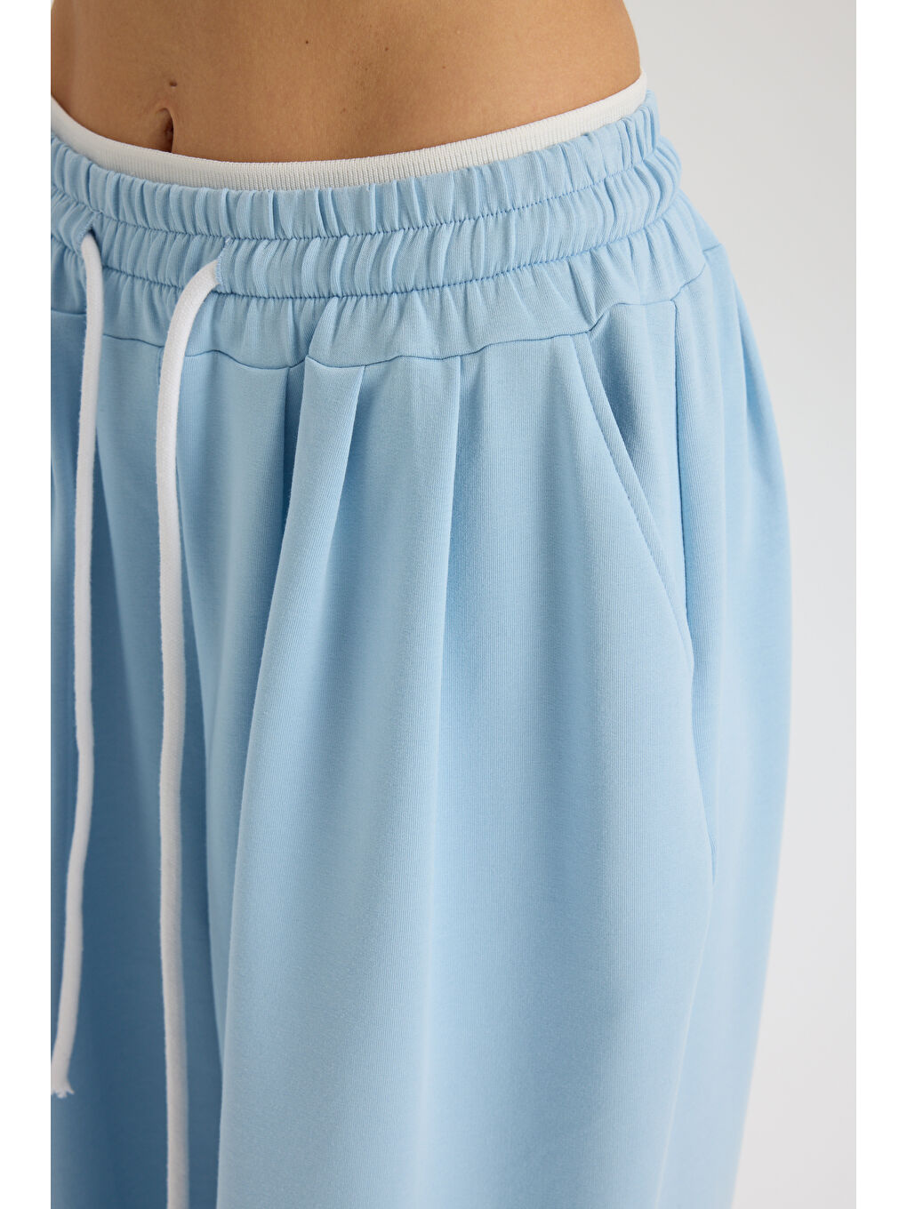 Albane Bel Detay Mavi Crop Eşofman Takım-7