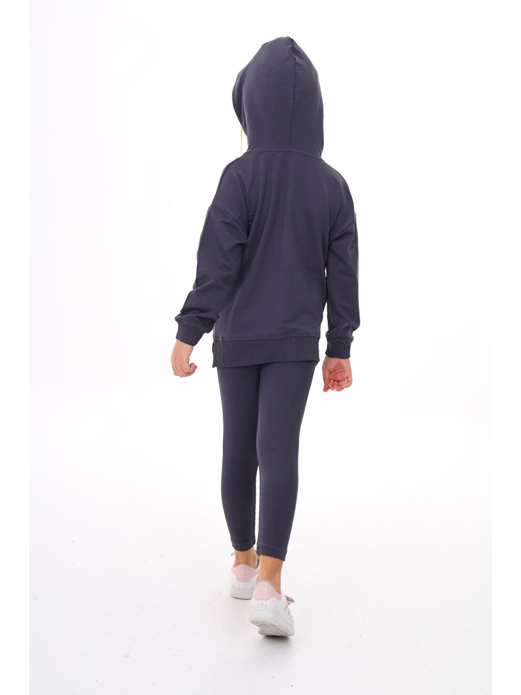 Antrasit Kız Çocuk Nakışlı Taytlı Takım-2