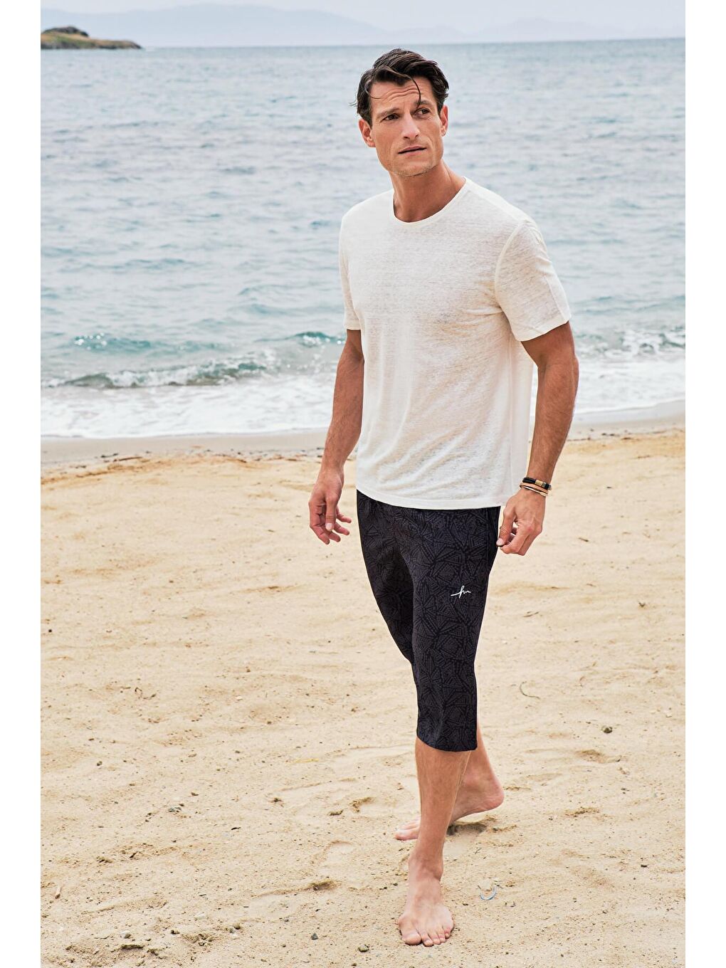 Desenli Siyah Uzun Erkek Havuz Ve Deniz Şortu 2423