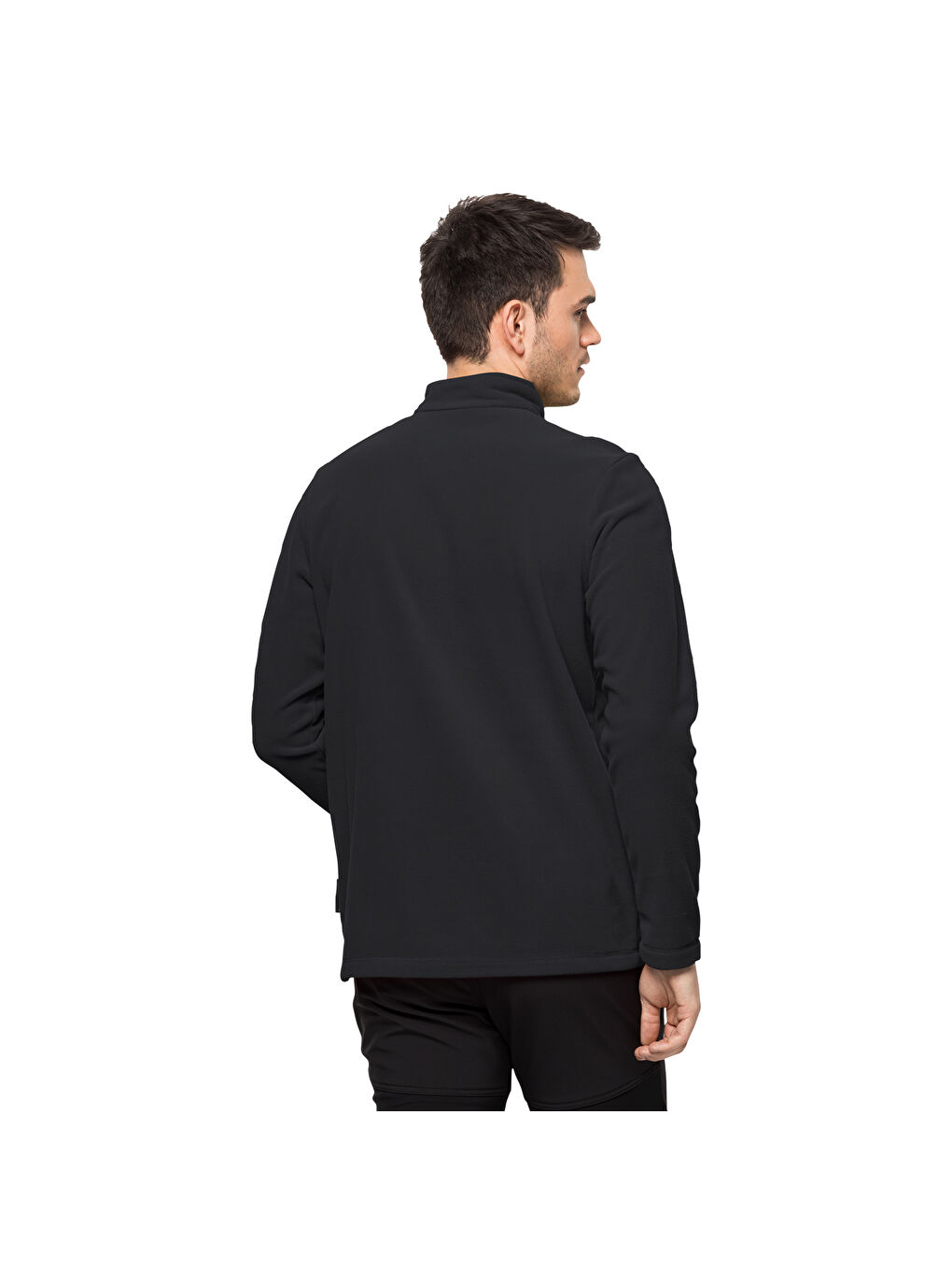 Siyah Uzun Kollu Dik Yaka Düz Basic Erkek Sweatshirt-2