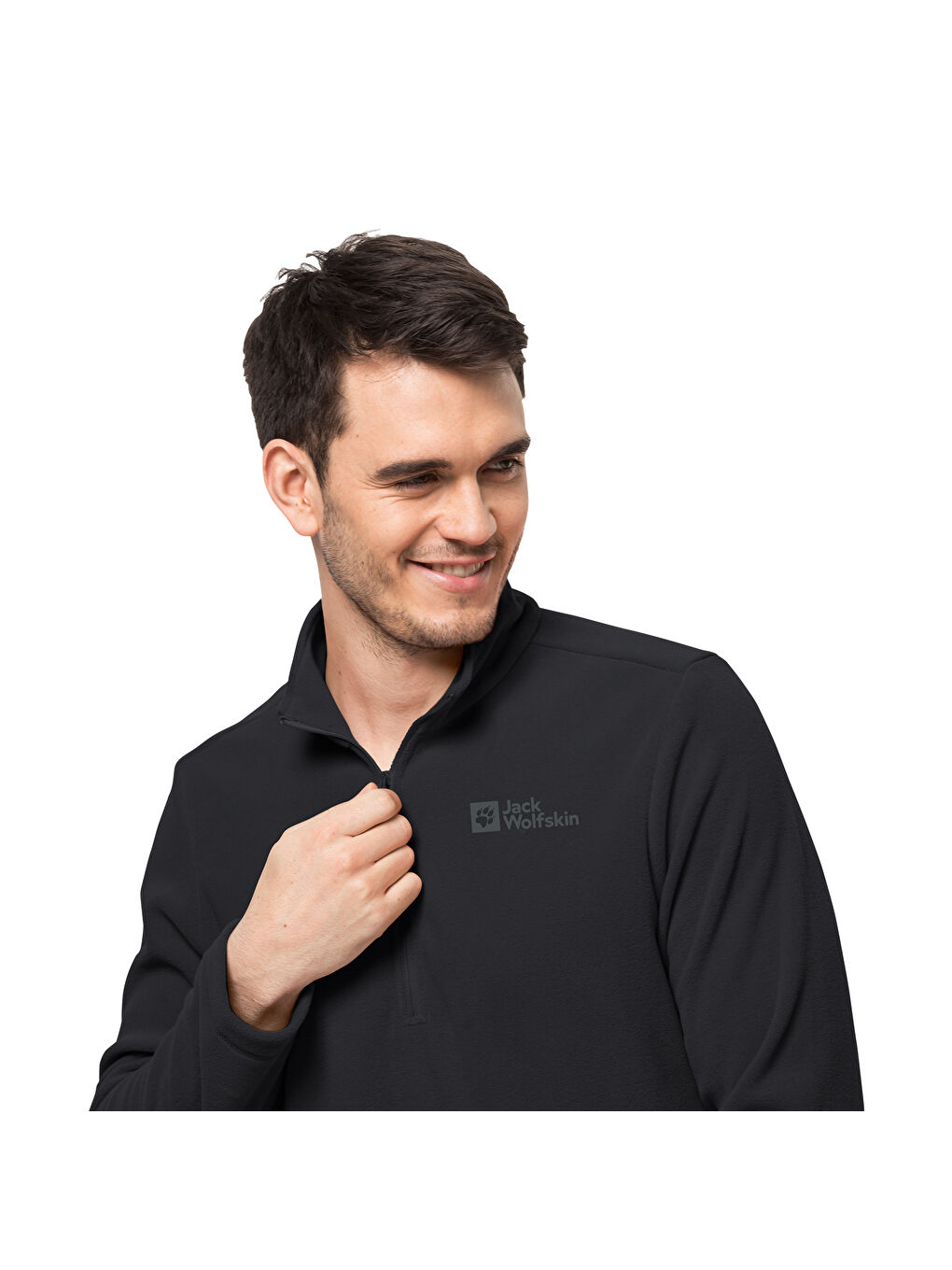 Siyah Uzun Kollu Dik Yaka Düz Basic Erkek Sweatshirt-3