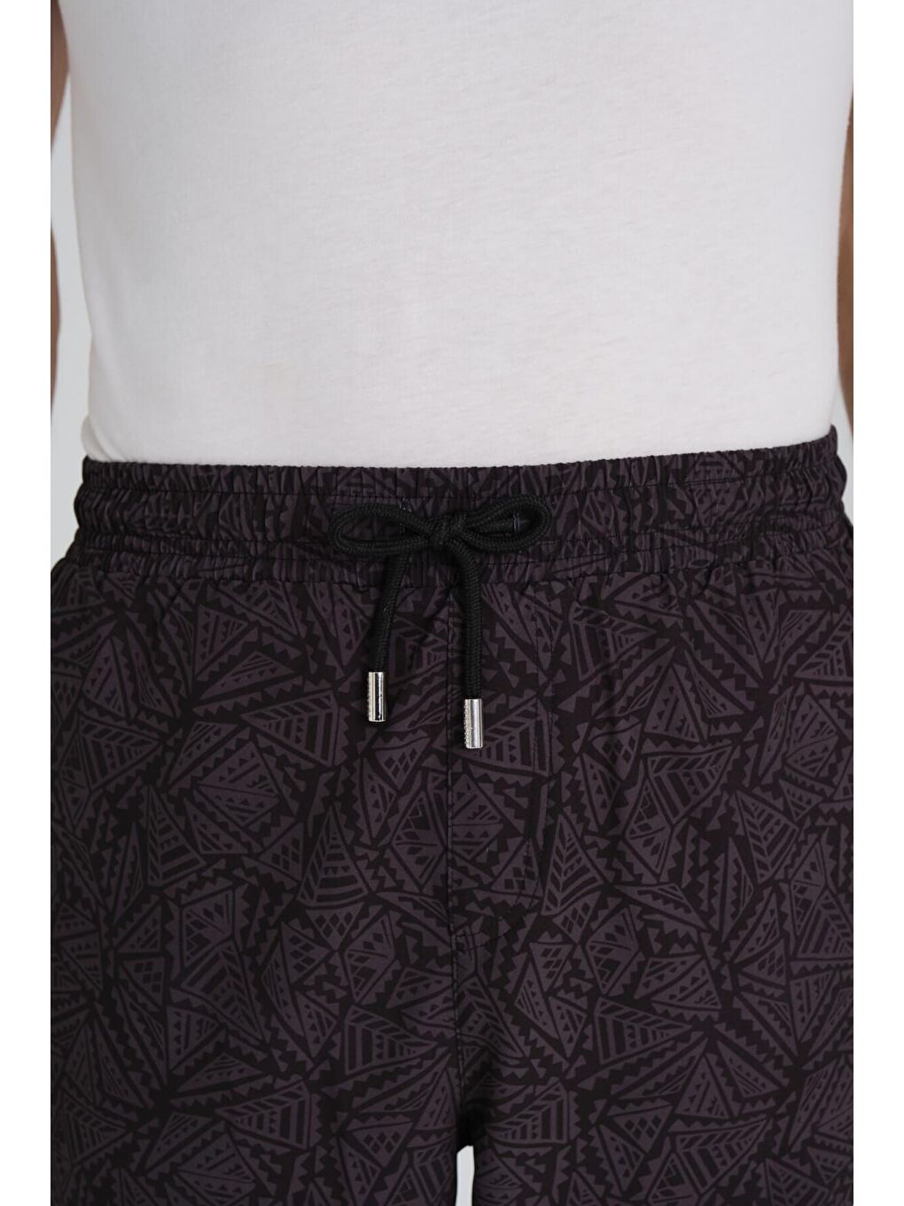 Desenli Siyah Uzun Erkek Havuz Ve Deniz Şortu 2423-5