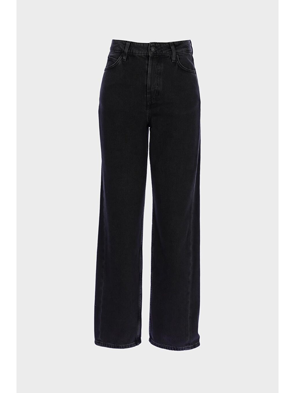 شلوار جين گشاد کمر بلند با دکمه چرخان C 4809-010 ذغالي Cross Jeans