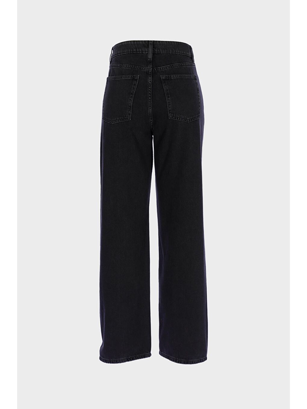 Antrasit Yüksek Bel Paçası Dönen Patı Düğmeli Loose Fit Jean Pantolon C 4809-010-1