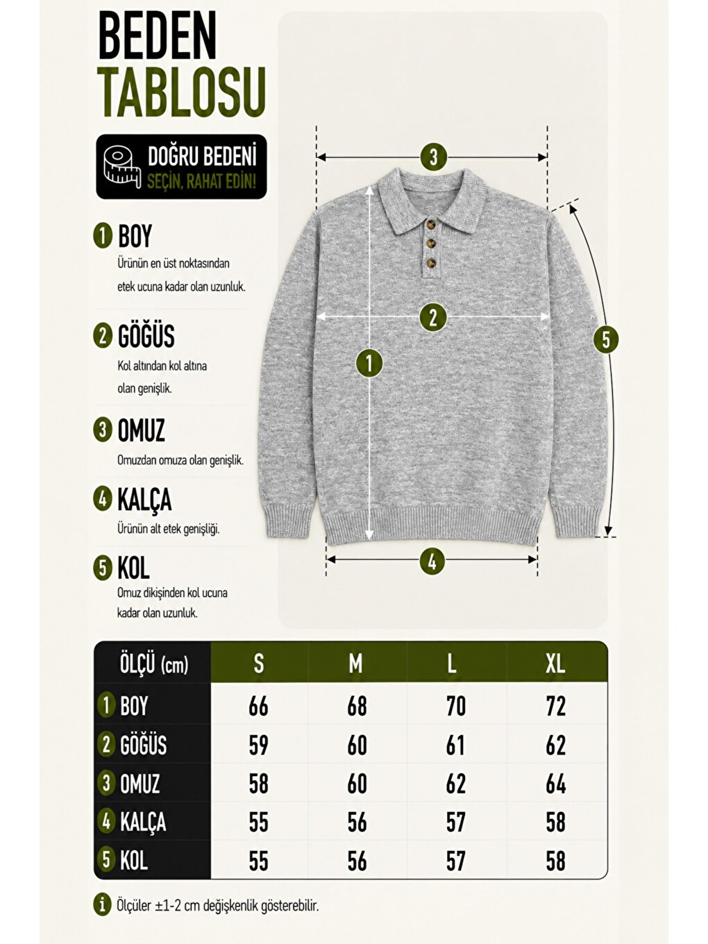 Gri Oversize Düğmeli Yaka Örgü Kazak Dp 17501_10063-5