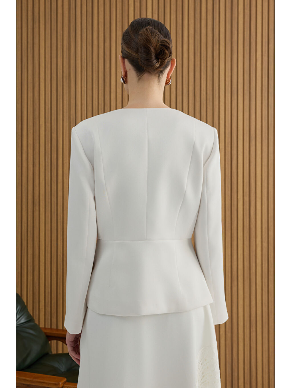 Ekru Kup Detaylı Ceket-4