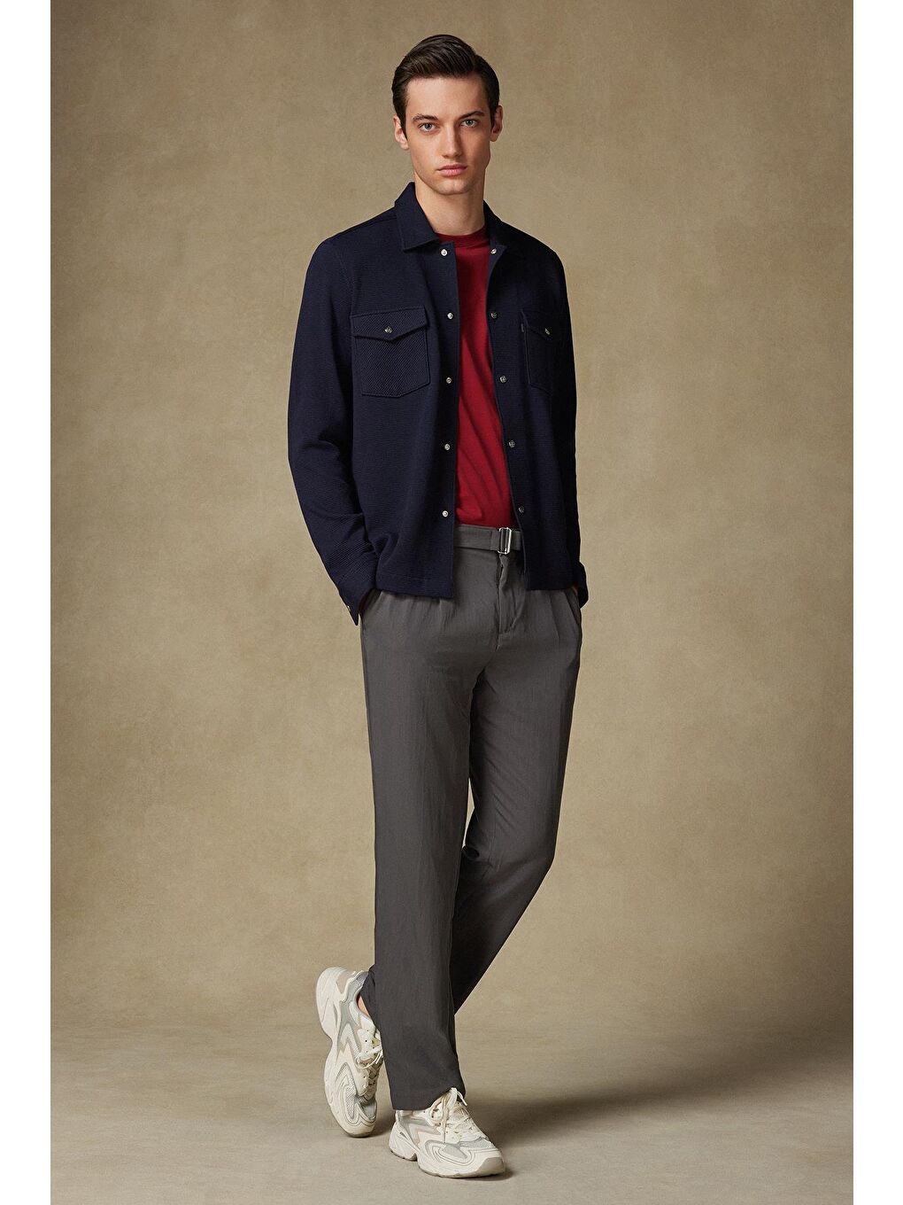 Urbano Armür Overshirt Pamuklu Oversize Fit Lacivert Klasik Yaka Erkek Düz Gömlek-2