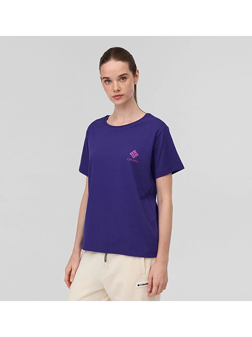 Mor CSC Stacked Mini Gem Logo Kadın Kısa Kollu T-Shirt CS0316-3