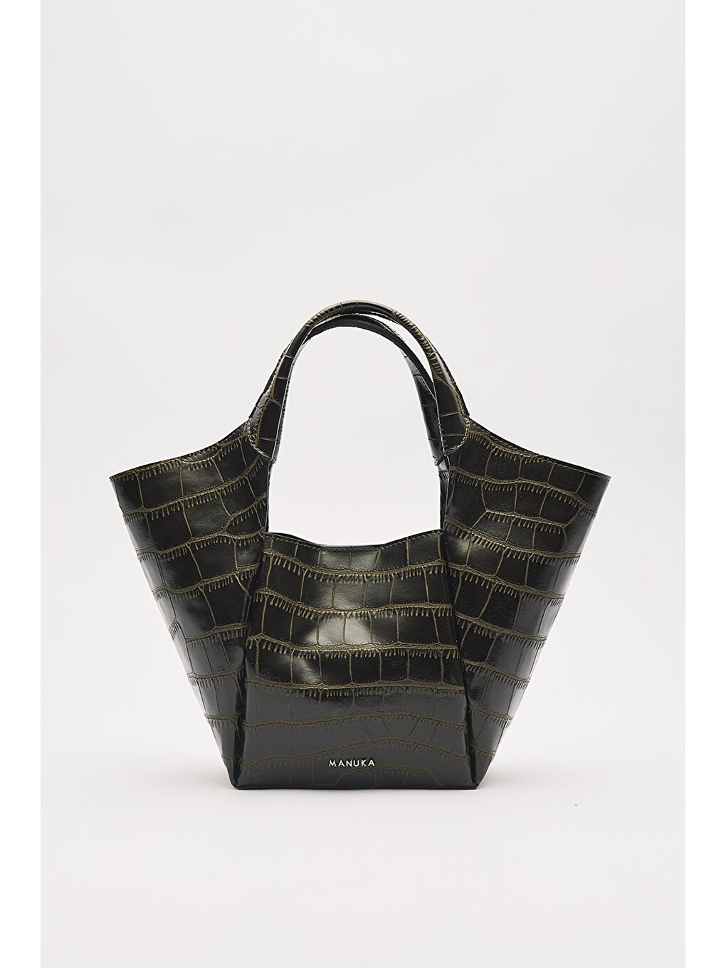 Tara Kabartma Deri Çanta Koyu Yeşil