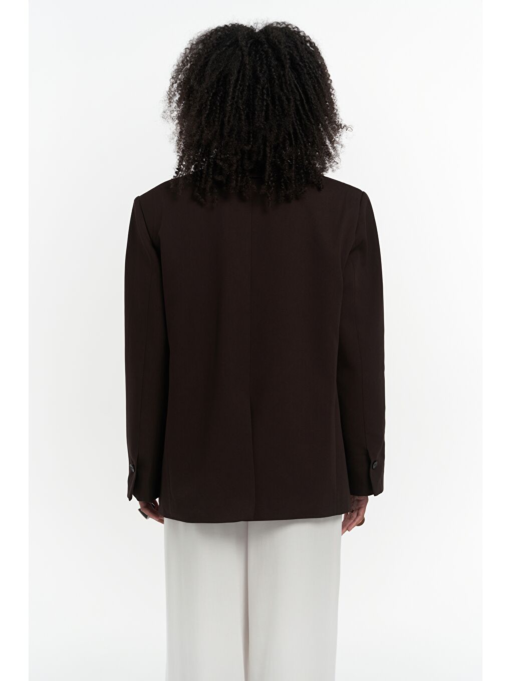Kahverengi Volda Yaka Detay Kahve Blazer-4