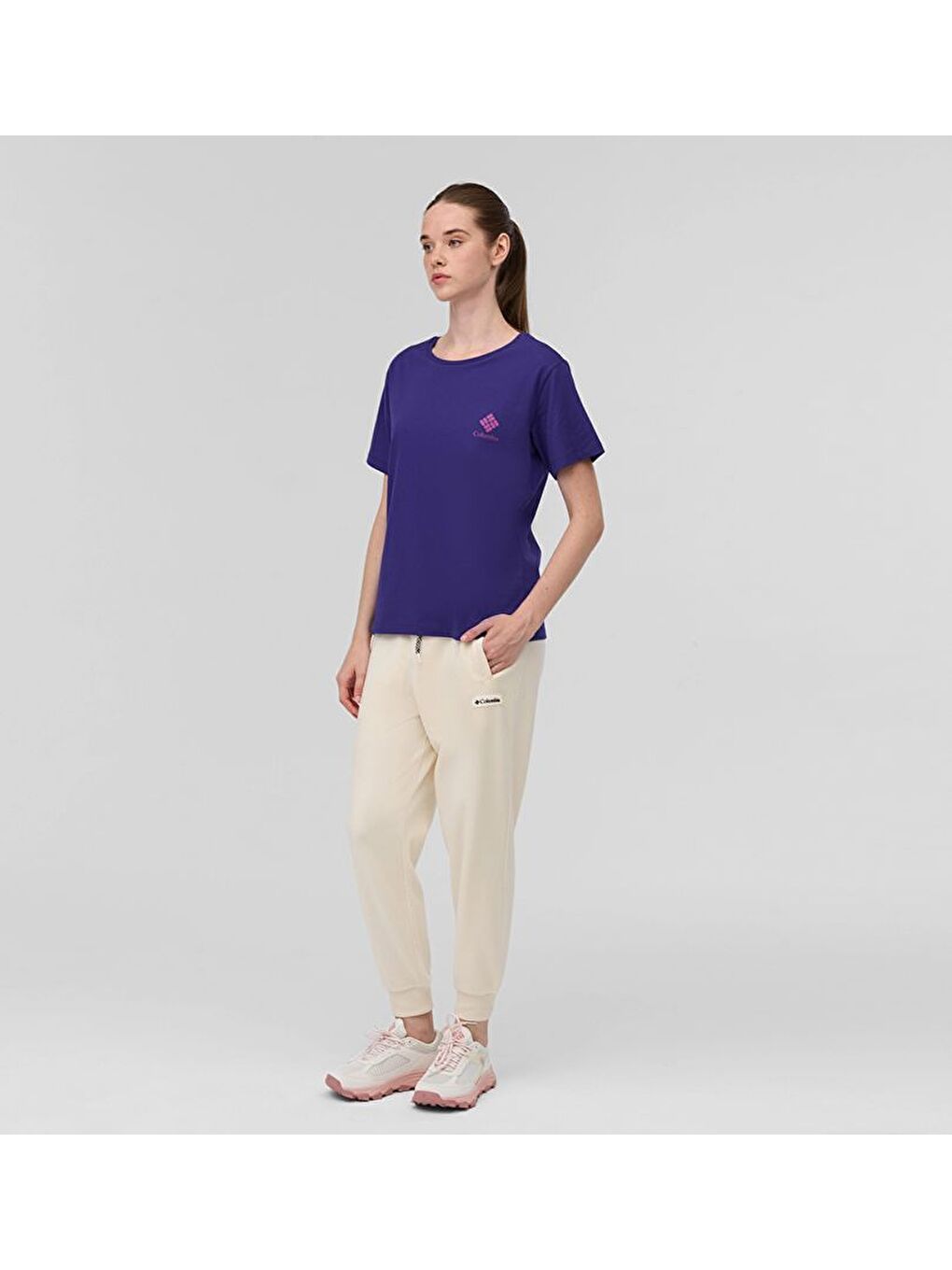 Mor CSC Stacked Mini Gem Logo Kadın Kısa Kollu T-Shirt CS0316-5