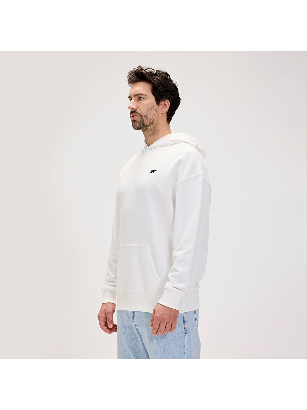 Drake Oversize Erkek Beyaz Kapüşonlu Hoodie-1