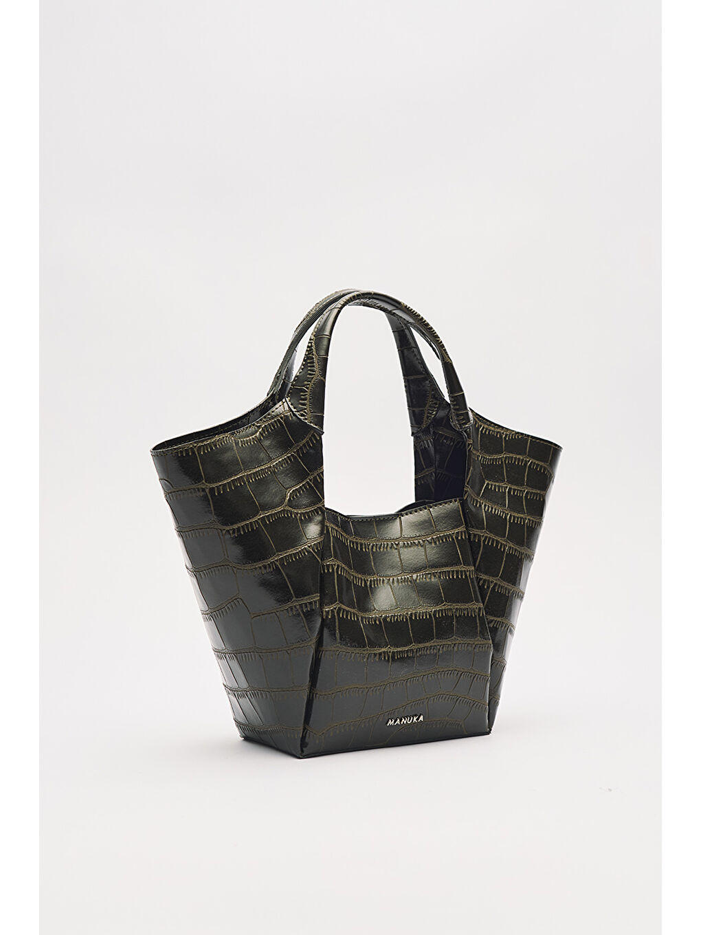 Tara Kabartma Deri Çanta Koyu Yeşil-7