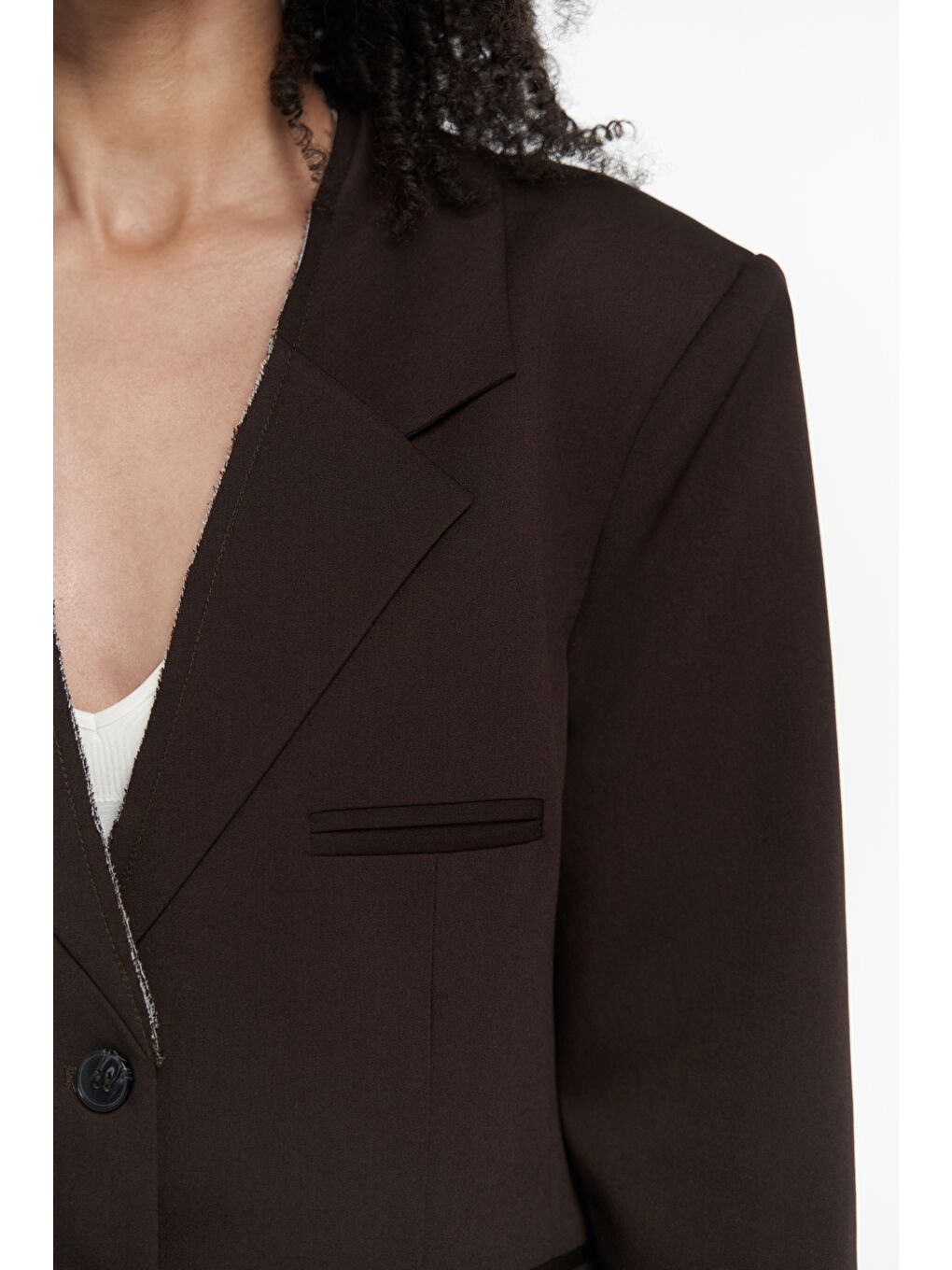 Kahverengi Volda Yaka Detay Kahve Blazer-7