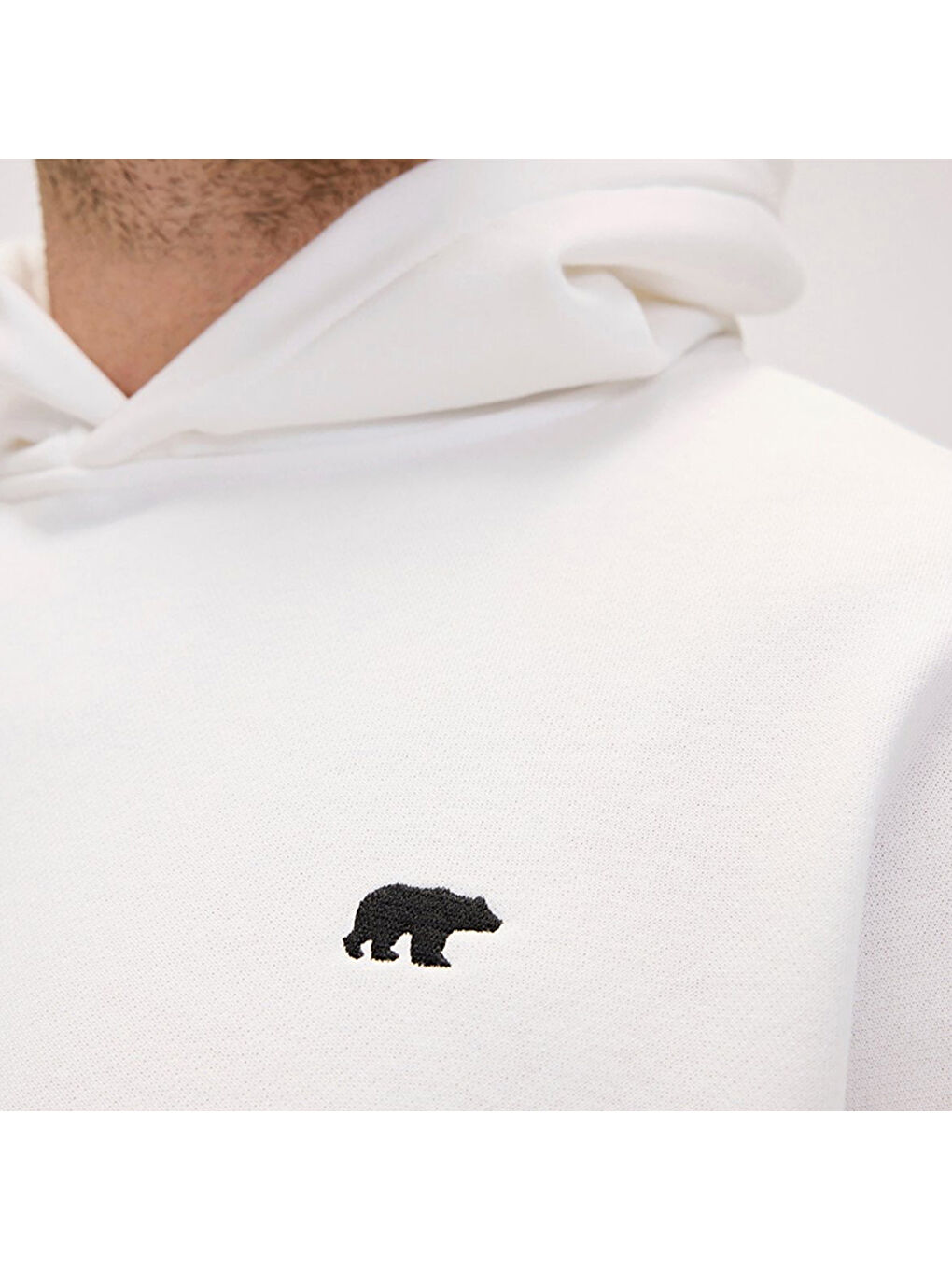 Drake Oversize Erkek Beyaz Kapüşonlu Hoodie-3