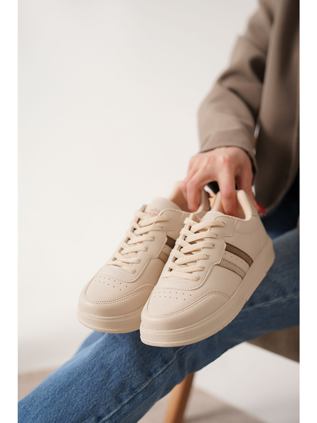 Bej Daxors D163 Günlük Ortopedik Kadın Sneaker Spor Ayakkabı-4