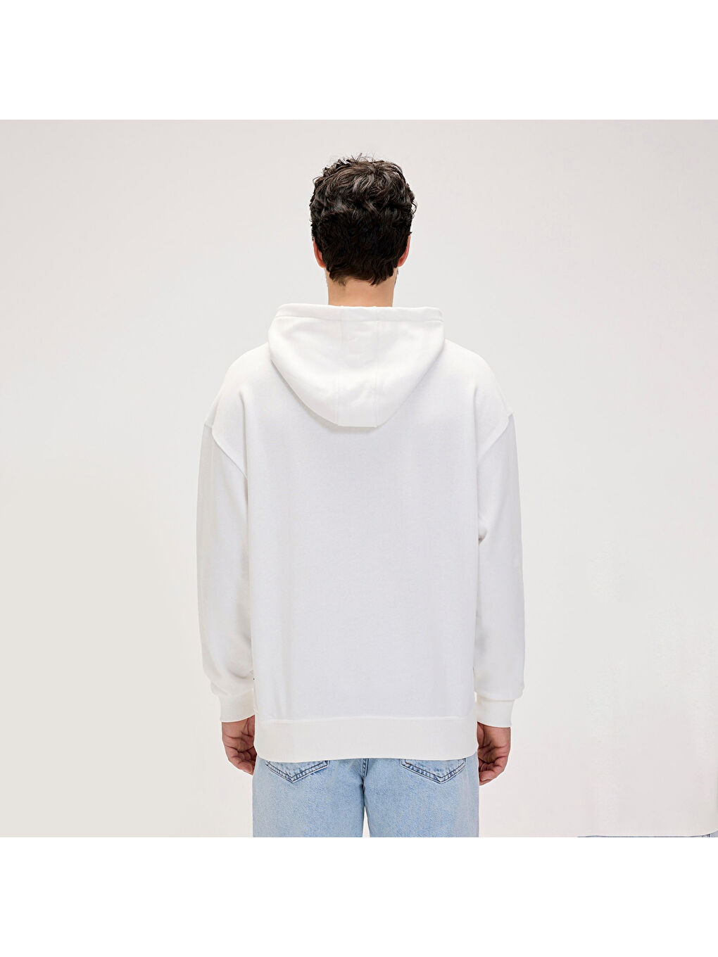 Drake Oversize Erkek Beyaz Kapüşonlu Hoodie-4