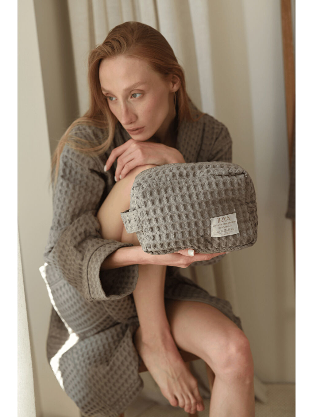 Aura Waffle Havlu Bakım Çantası Gri-1