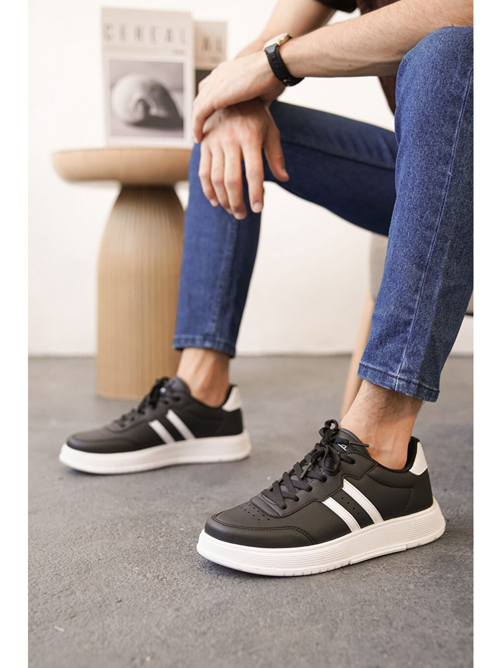 Siyah Daxors D0163 Günlük Ortopedik Erkek Sneaker Spor Ayakkabı-1