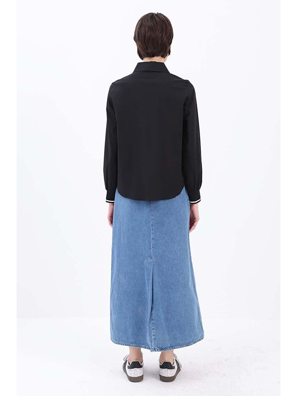 Siyah-Manşeti Ribanalı Büyük Cepli Gömlek-3