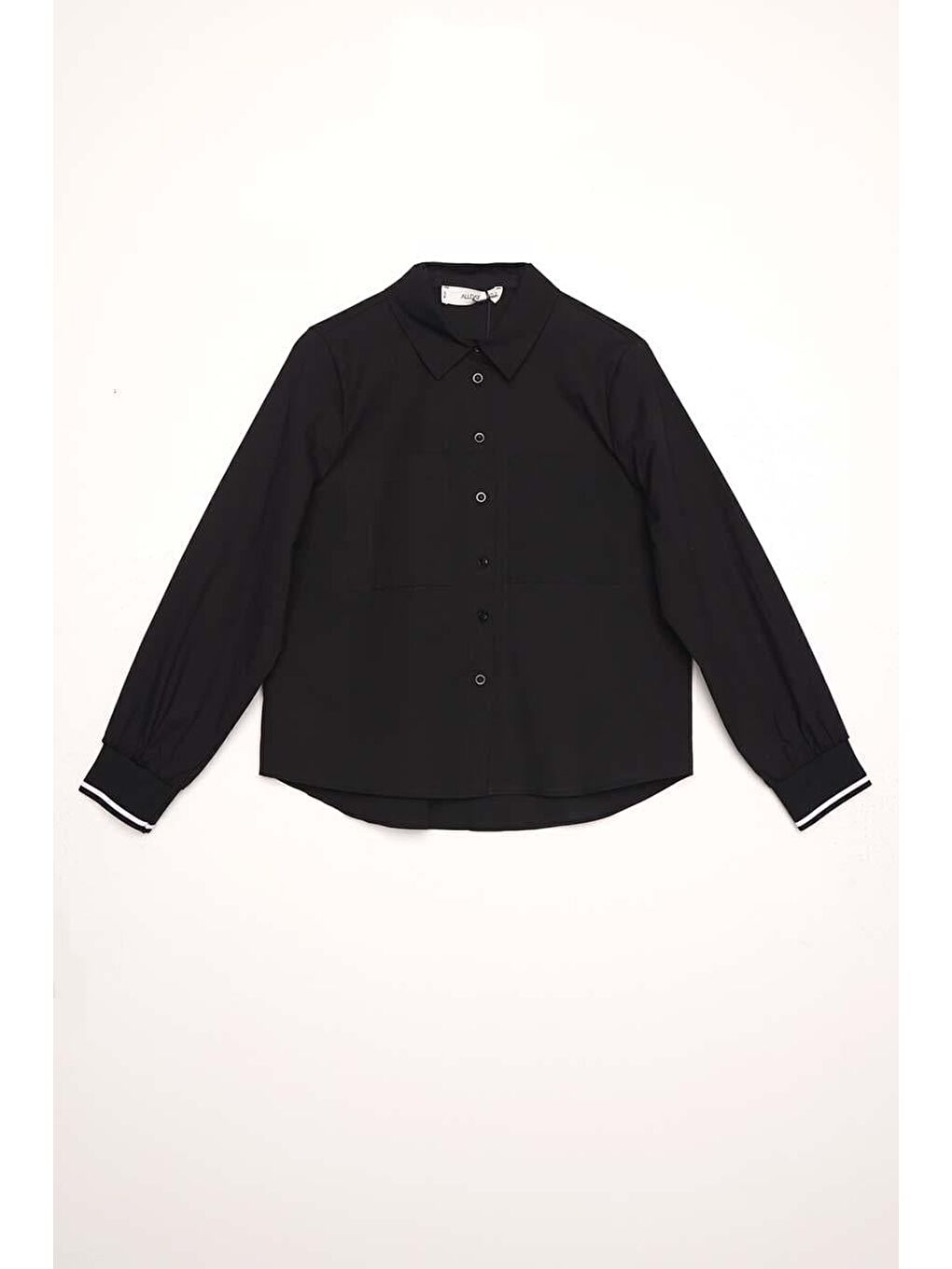 Siyah-Manşeti Ribanalı Büyük Cepli Gömlek-5