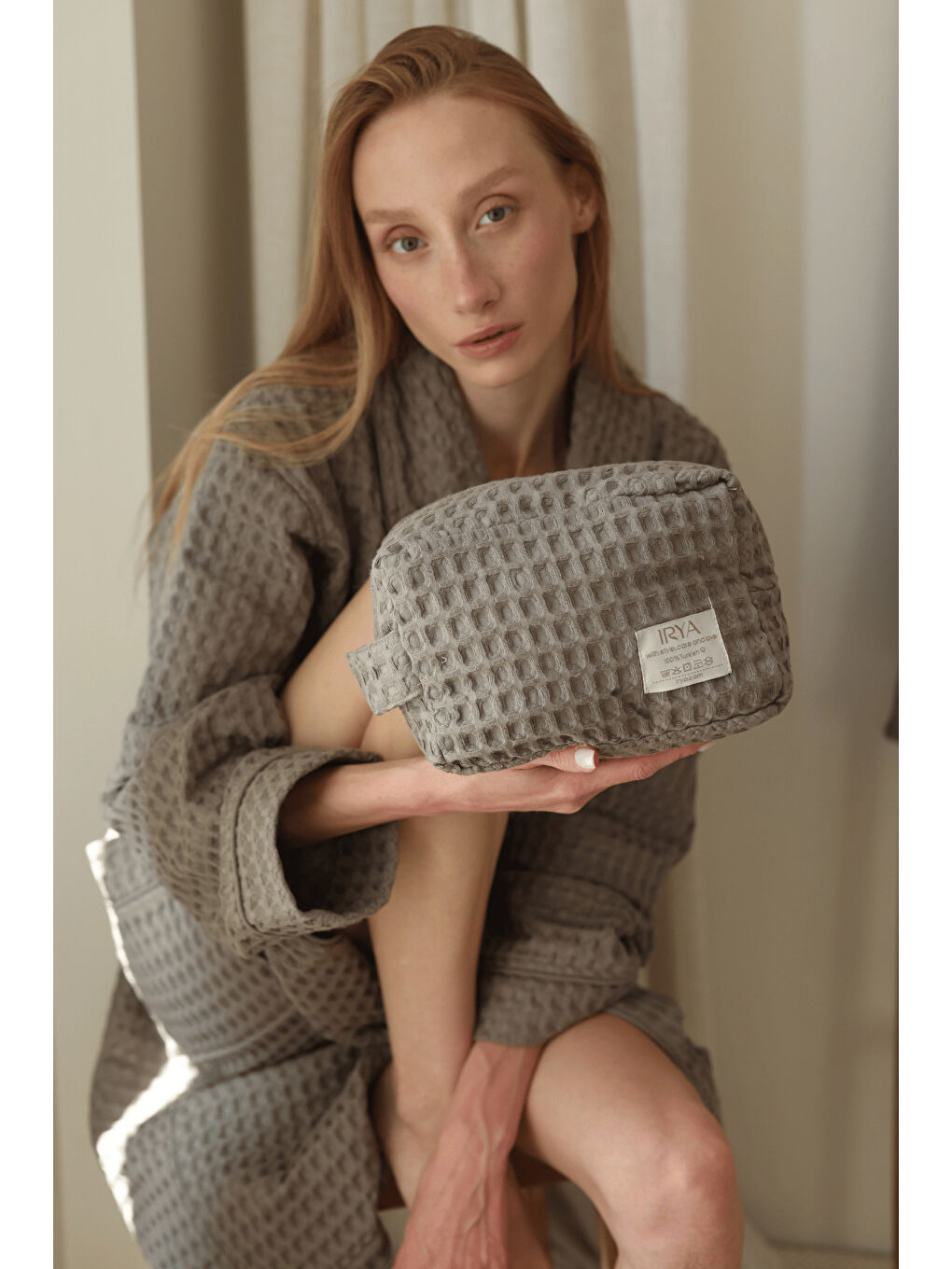 Aura Waffle Havlu Bakım Çantası Gri-4