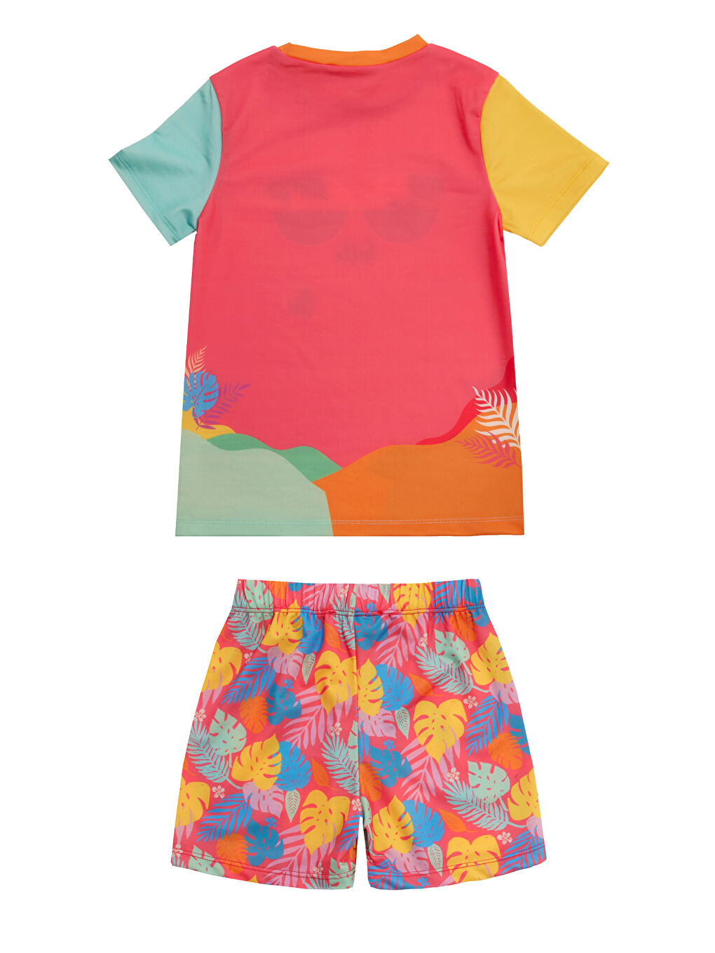 UV Korumalı Şort Kısa Kollu Çocuk Deniz Havuz Mayosu 5237 Mercan-1