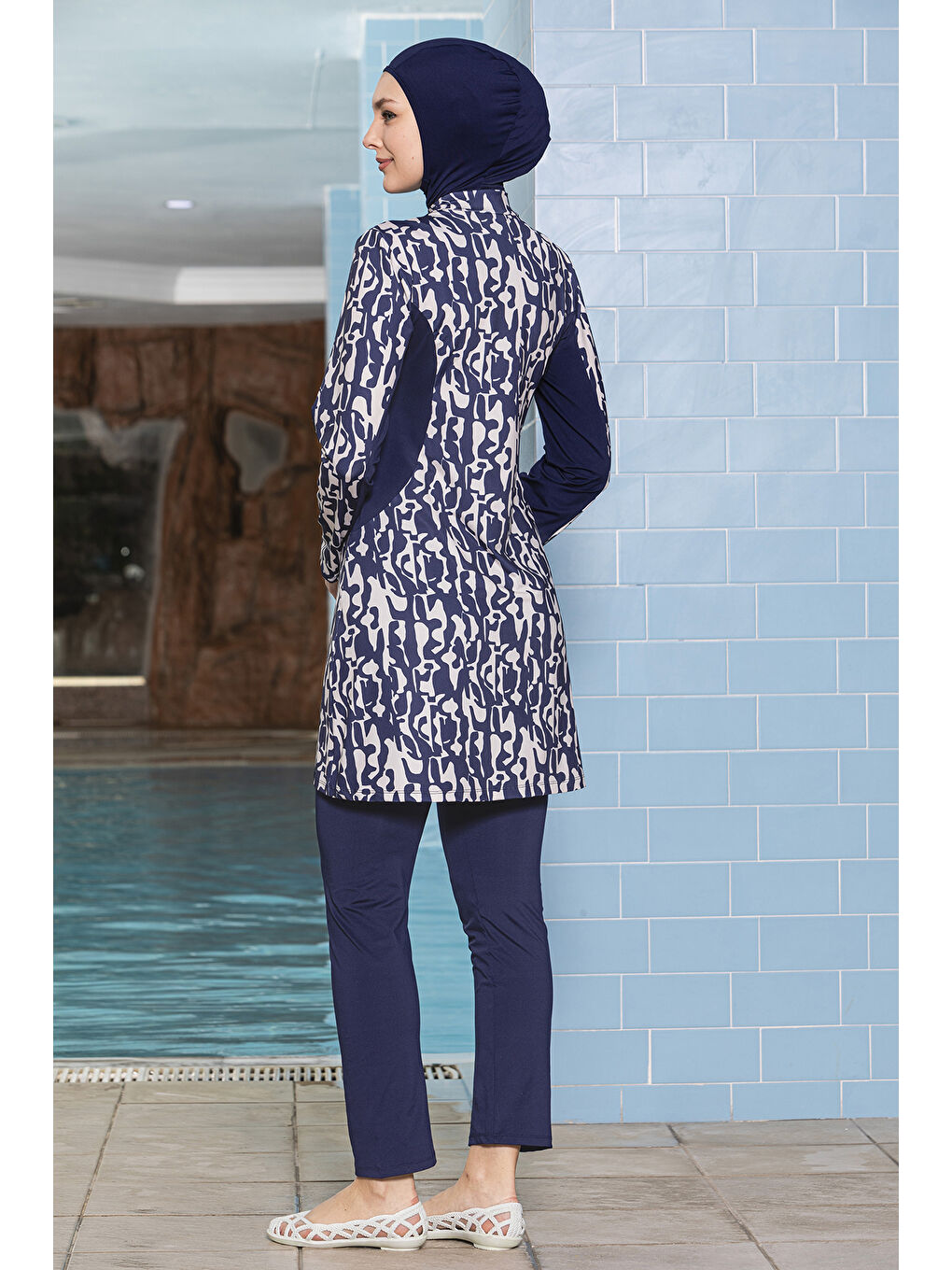 Elastanlı Tam Kapalı Tesettür Mayo 1265 177 Lacivert-1