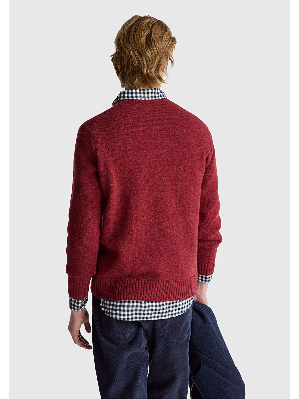 Erkek Bordo Bisiklet Yaka Shetland Kazak-2