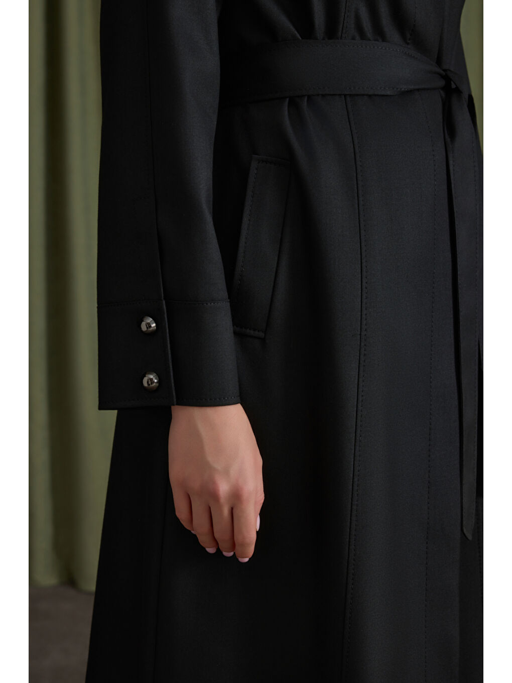 Siyah Dokuma Pardösü-4