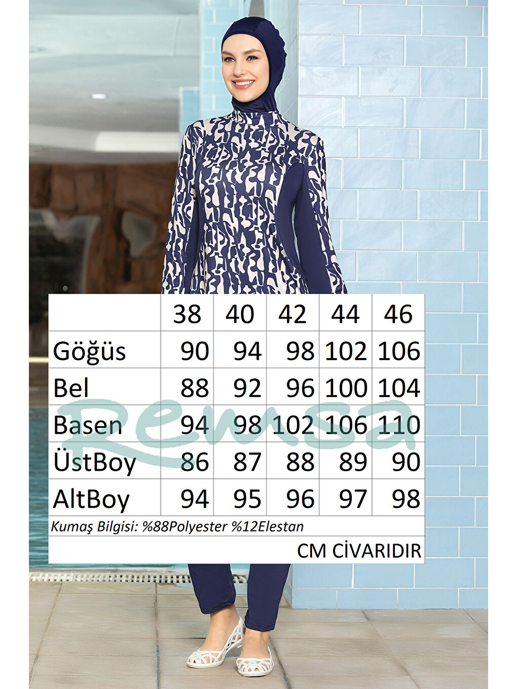 Elastanlı Tam Kapalı Tesettür Mayo 1265 177 Lacivert-2