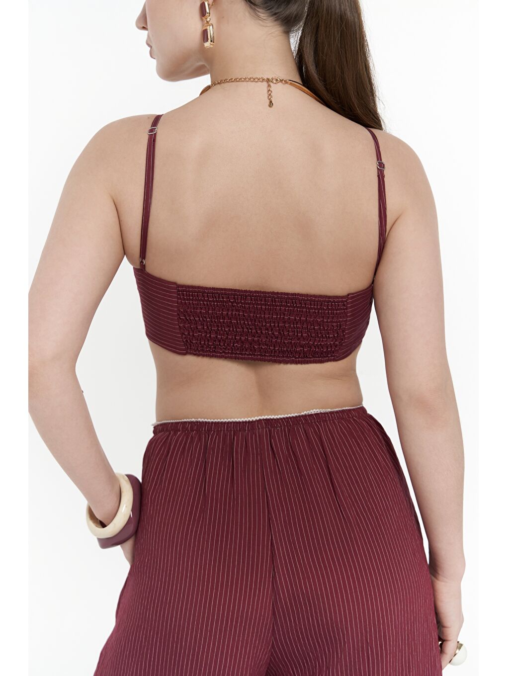 Melia Dantel Detay Bordo Üçlü Takım-7