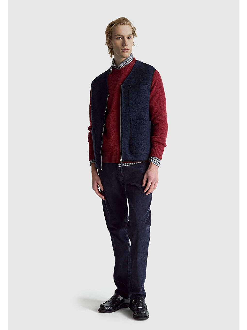 Erkek Bordo Bisiklet Yaka Shetland Kazak-4