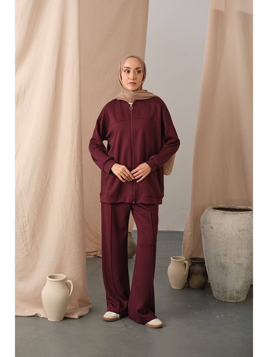 Kadın Çıma Detay İkili Takım Bordo-2