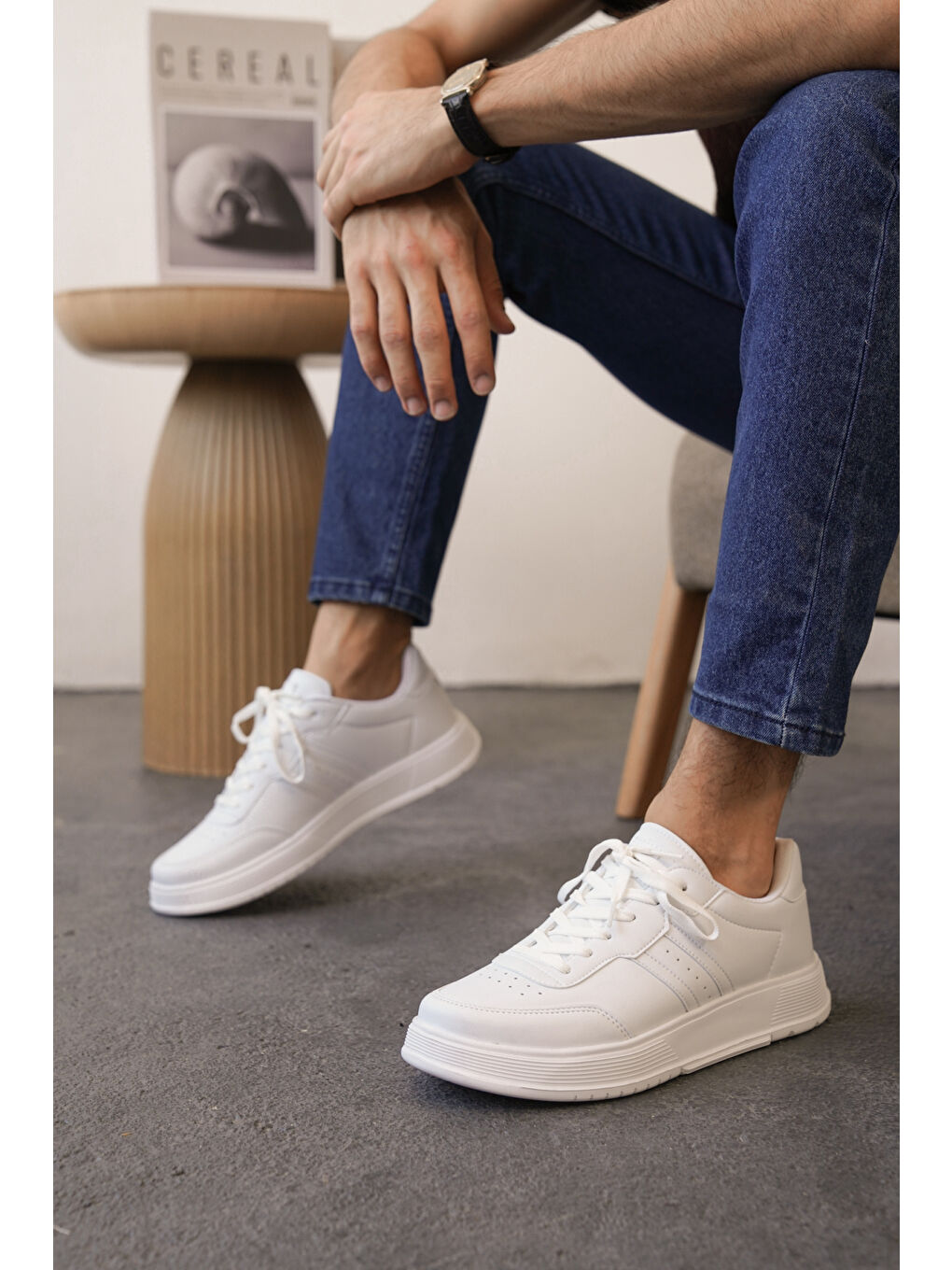 Beyaz Daxors D0163 Günlük Ortopedik Erkek Sneaker Spor Ayakkabı-1