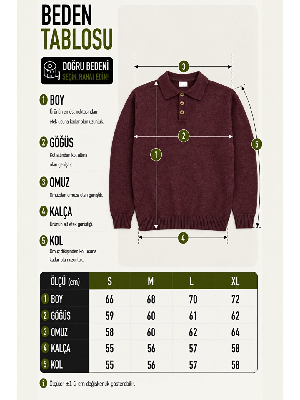 Bordo Oversize Düğmeli Yaka Örgü Kazak Dp 17501_10063-5
