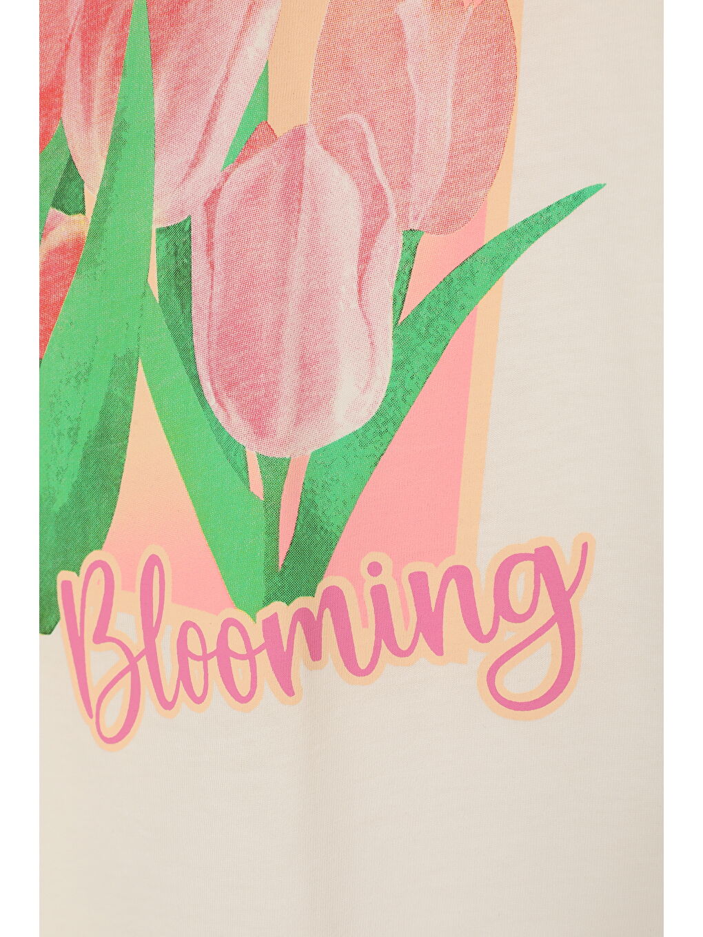 Lale Çiçek Baskılı Tişört Ekru-1